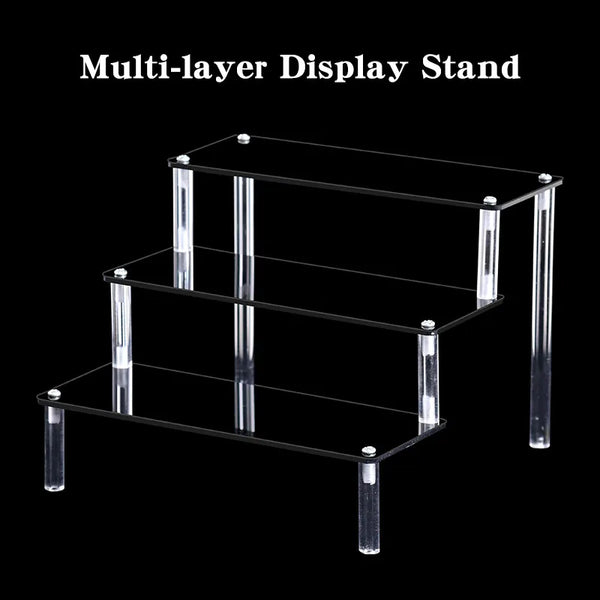 Top view of clear acrylic display stand showing tier layout