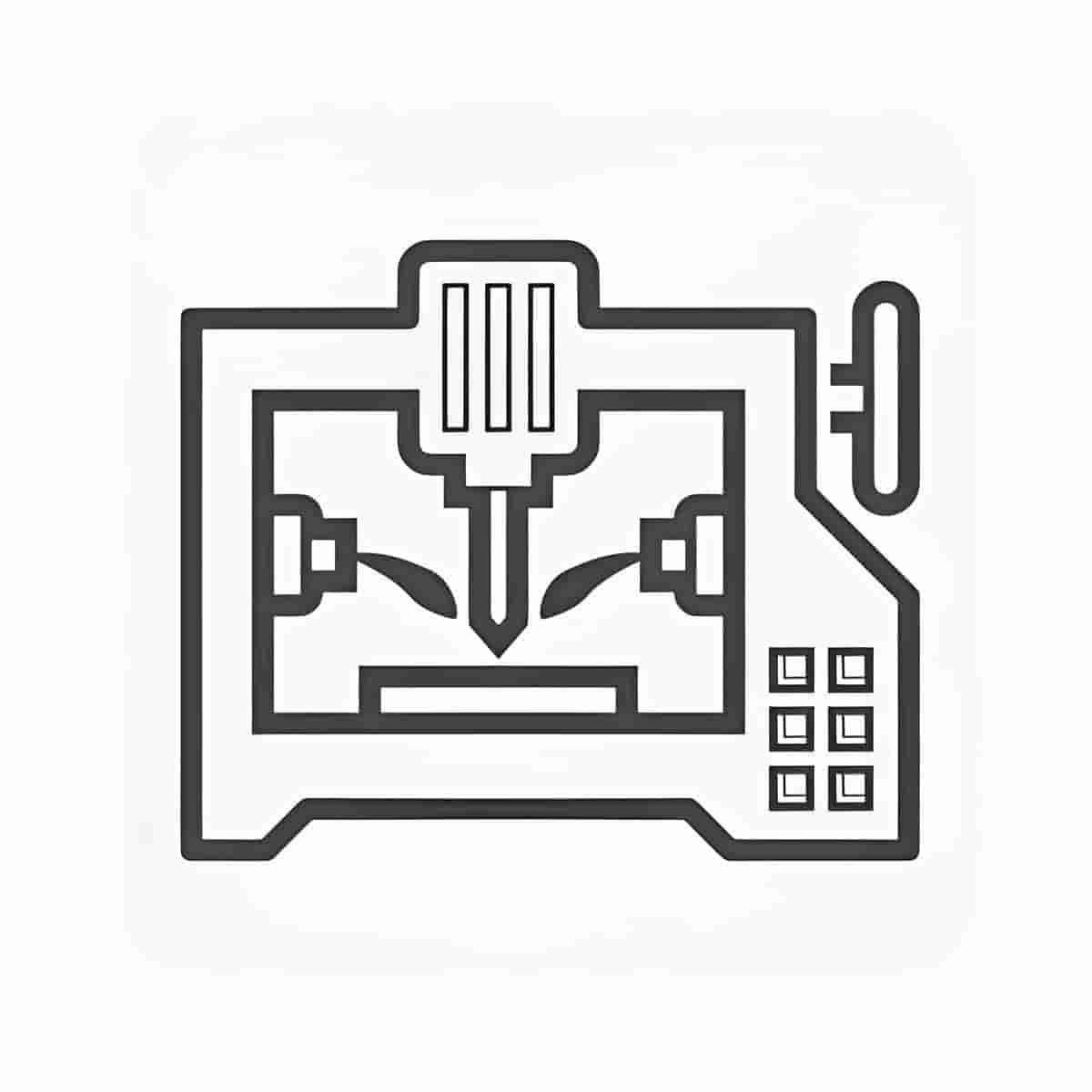Icon for Beeplastic's CNC Machining Center service, representing the fabrication of high-precision plastic parts with complex geometries and tight tolerances.