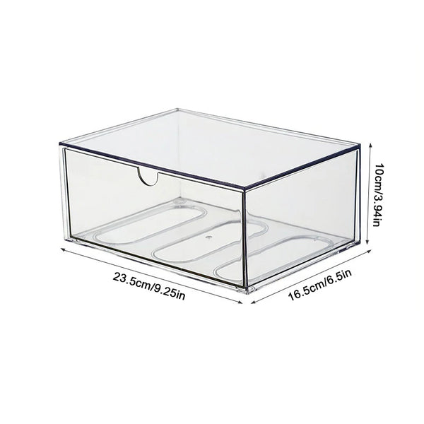 Custom acrylic organizer size comparison guide with standard objects
