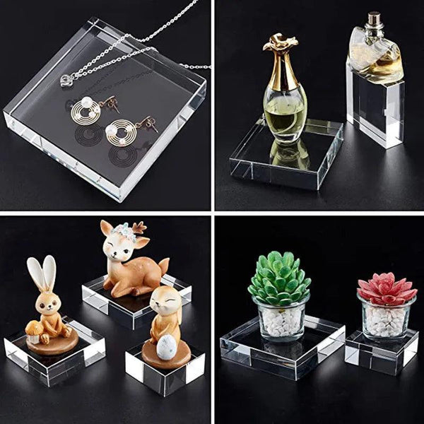 Customized acrylic jewelry display cube with engraved logo