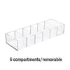Clear acrylic organizer placed inside vanity drawer for storage