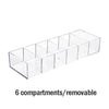 Clear acrylic organizer placed inside vanity drawer for storage