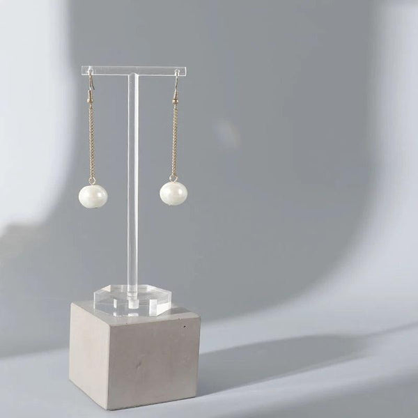 T-shape acrylic earring stand with round bottom base