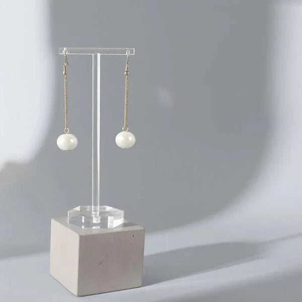 T-shape acrylic earring stand with round bottom base