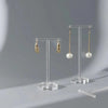 Transparent earring rack with rectangular bottom, side angle