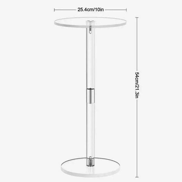 Easy-to-assemble clear acrylic drink table with sturdy metal legs