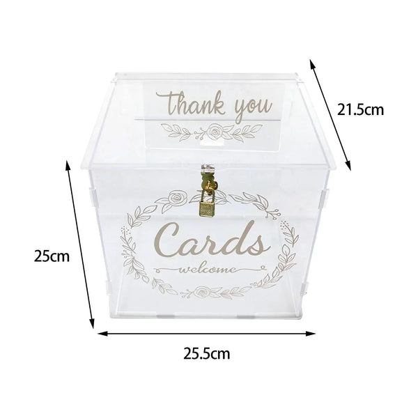 Engraved acrylic box ideal for wedding card collection