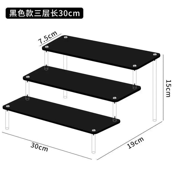 Black acrylic riser shelf for action figure or toy display