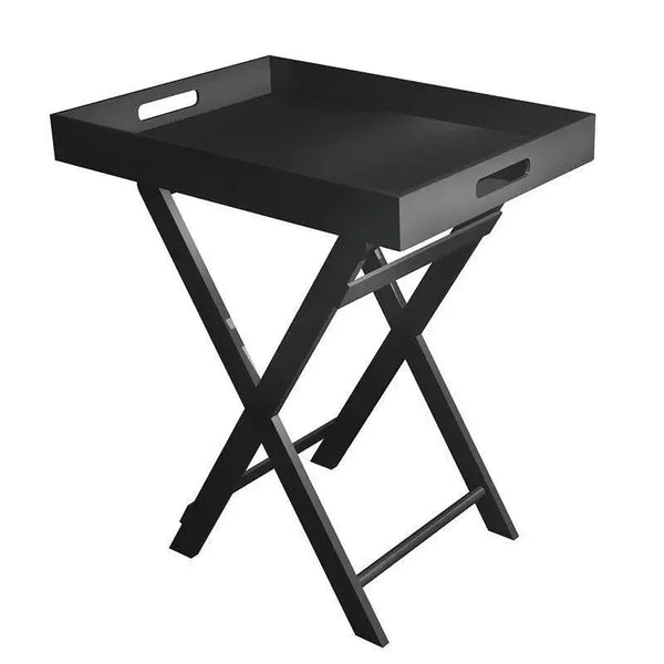 Acrylic bedside folding table in minimalist bedroom setup