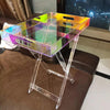 Clear transparent folding acrylic coffee table front view
