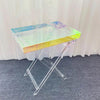 Portable clear acrylic coffee table side view for sofa or bedside