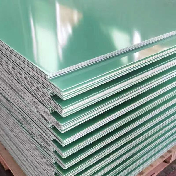 FR4 fiberglass epoxy sheet in water green, black, and yellow