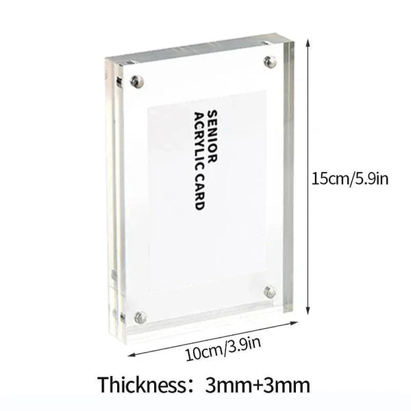 Kpop merchandise booth with acrylic photocard display frames