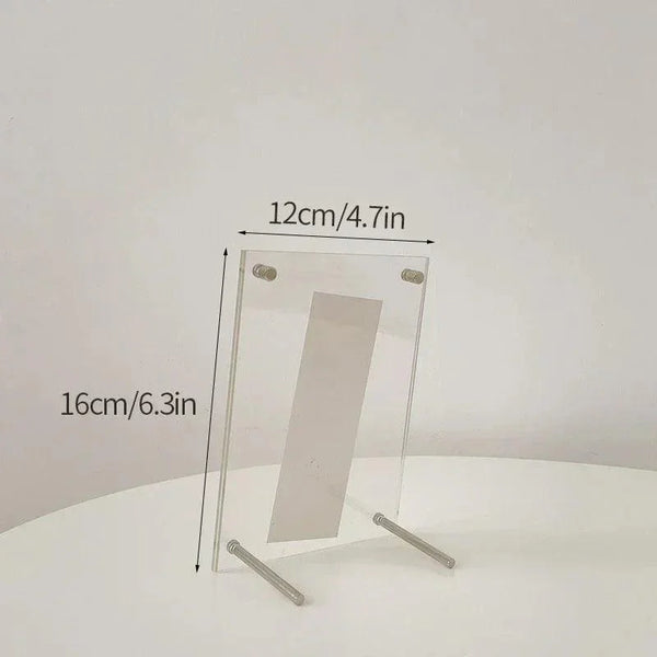 Message note card and photocard displayed in acrylic photo holder