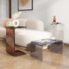 Grey acrylic C-type side table for modern small spaces