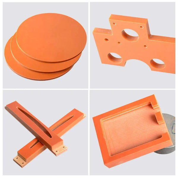 Close-up of orange bakelite board surface for high temperature and industrial applications