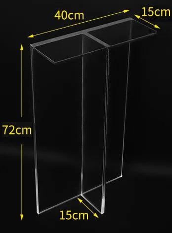 Installation example of lucite table legs with mounting holes