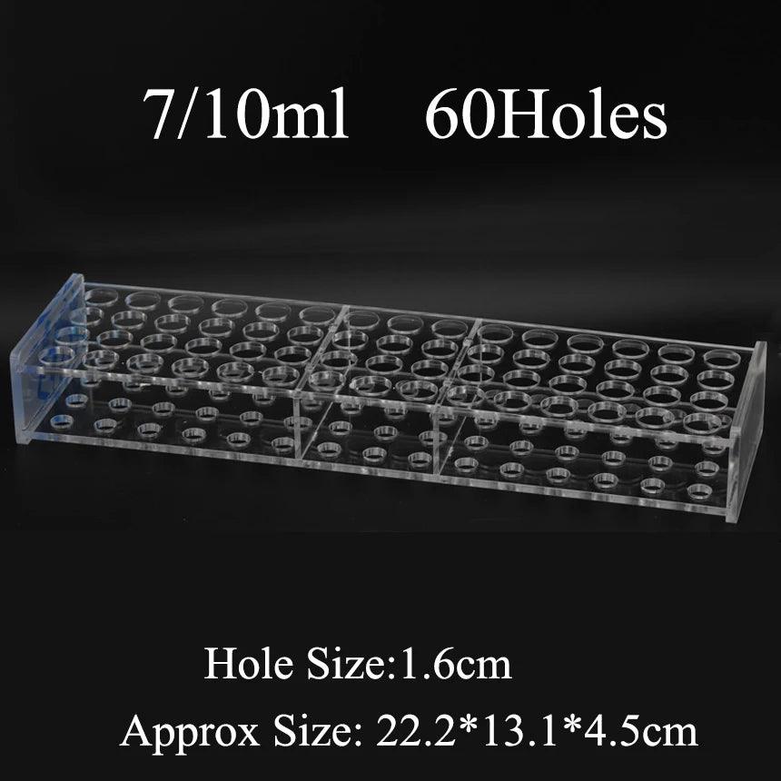 Stackable acrylic lab vial rack with multiple tube sizes