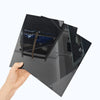 Laser cutting black cast acrylic sheet showing smooth polished edges and precision
