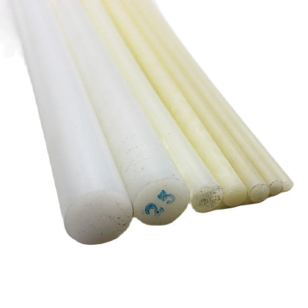 10mm white nylon plastic rod bar stock, ideal for custom bushings and guide rollers
