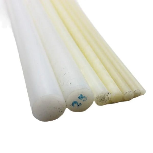 10mm white nylon plastic rod bar stock, ideal for custom bushings and guide rollers