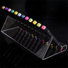 Top view of acrylic marker holder with neatly arranged pens