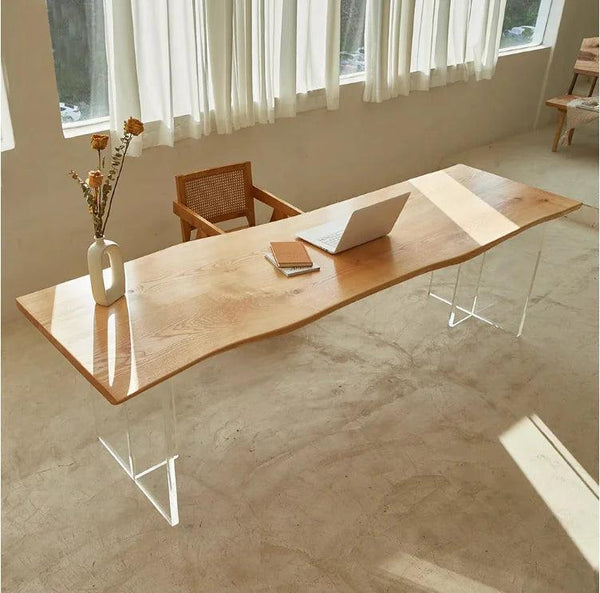 Office desk with clear acrylic legs – modern minimalist furniture