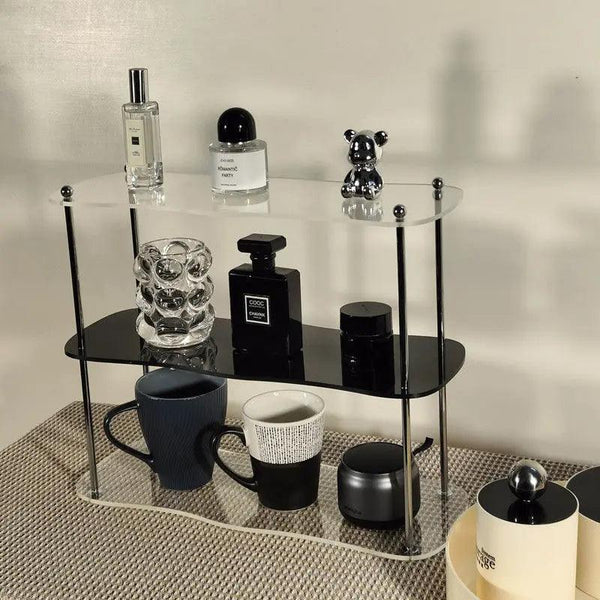 Modern 3 layer acrylic perfume shelf with minimalist design