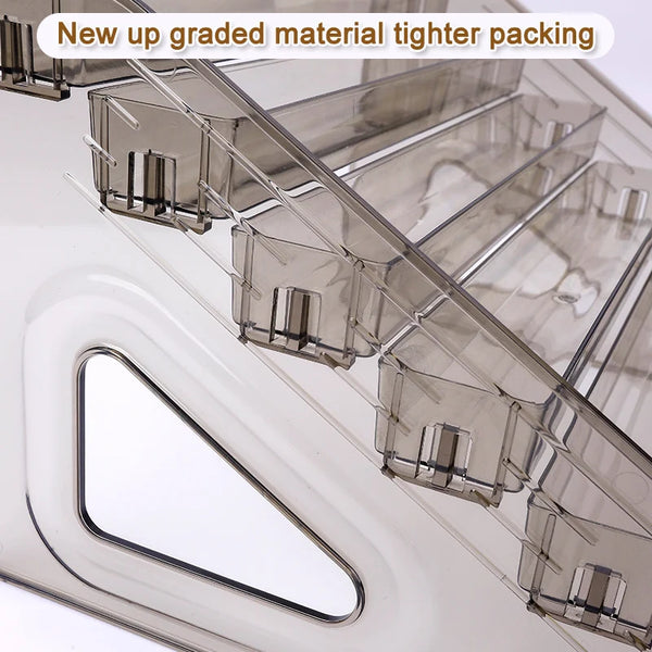 Multi-tier nail polish organizer side profile showing tier spacing and depth dimensions