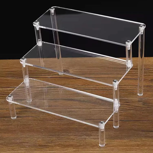 Multi tier acrylic perfume organizer side profile with dimensions