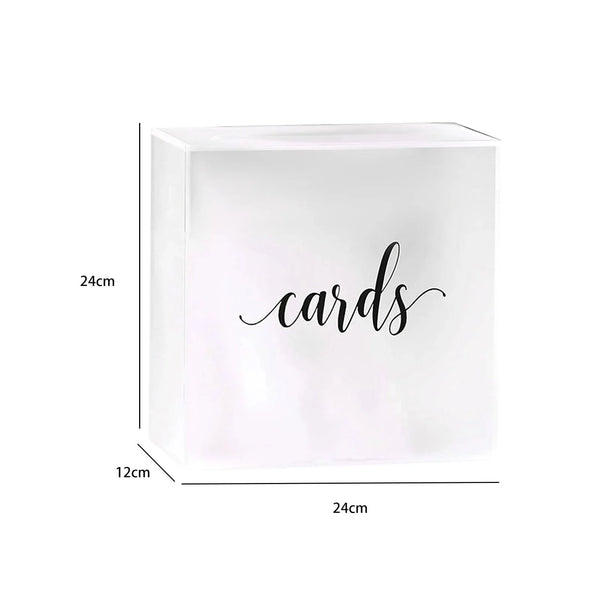 Comparison of acrylic card box sizes Type A, B, and C