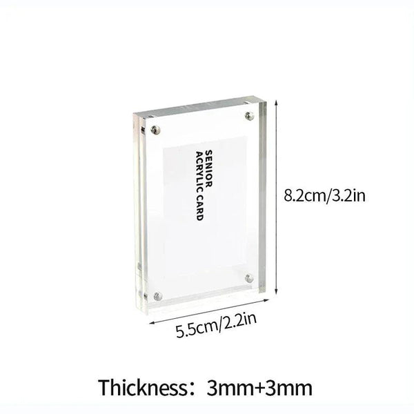 Multiple sizes of acrylic photo frames stacked together