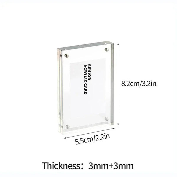 Multiple sizes of acrylic photo frames stacked together