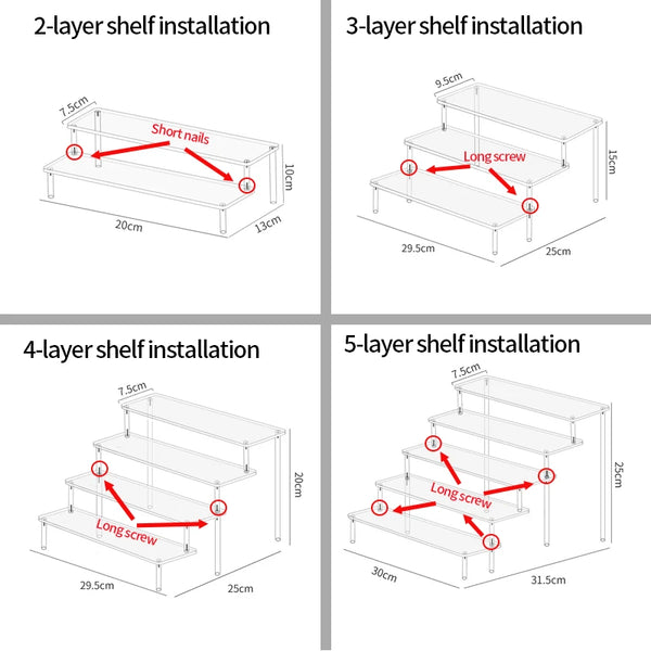 Nail polish collection organized on multi tier display