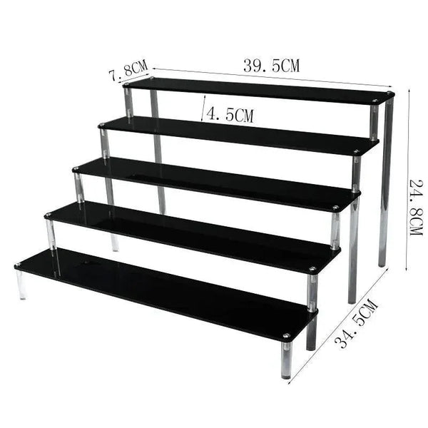 Tiered nail polish display using 2-layer black acrylic stand