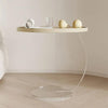 Nordic acrylic side table in cream white for living room or bedroom
