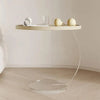Nordic acrylic side table in cream white for living room or bedroom