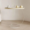 Nordic acrylic side table in cream white for living room or bedroom