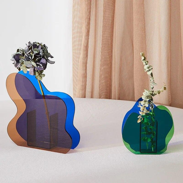 Blue Green Tree Inspired Acrylic Vase for Nature-Inspired Home Interiors