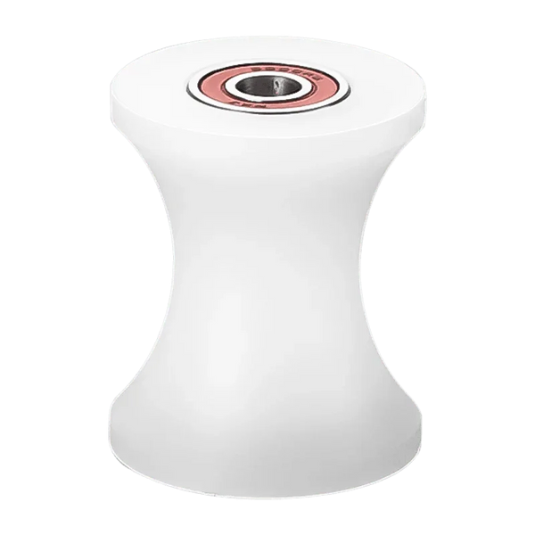 Front view of nylon pulley with sealed bearing for smooth sliding track operation