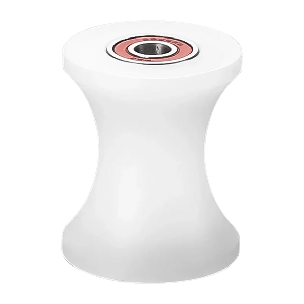 Front view of nylon pulley with sealed bearing for smooth sliding track operation