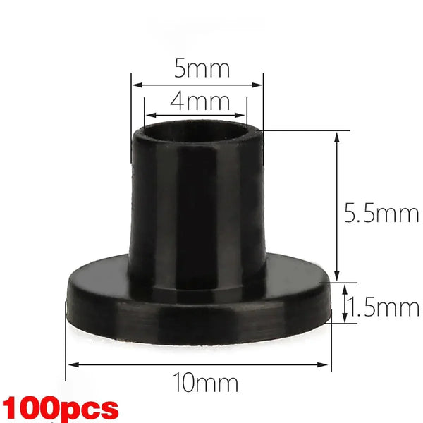 White and Black Nylon Stepped Washers Size Comparison