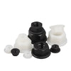 Nylon flange nuts variety pack with M3 to M12 sizes in white and black