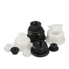 Nylon flange nuts variety pack with M3 to M12 sizes in white and black