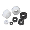 Black and white nylon hex nuts set M2 to M20 for electronics and furniture projects