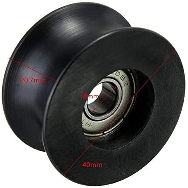 Close-up view of the durable nylon pulley with smooth rolling bearing
