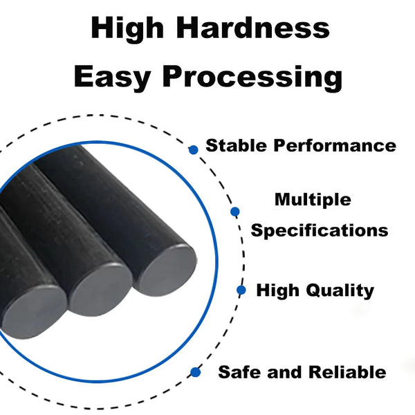 500mm black nylon rod 20mm diameter, high-strength engineering plastic rod for custom machine components