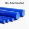 Blue polyamide rod being cut with CNC machine – machinable plastic