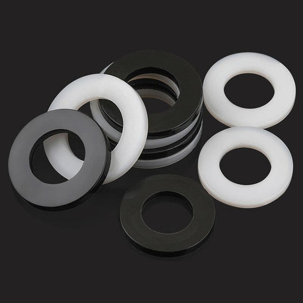 500pcs nylon flat washer assortment set in black and white for M2 to M24 screws
