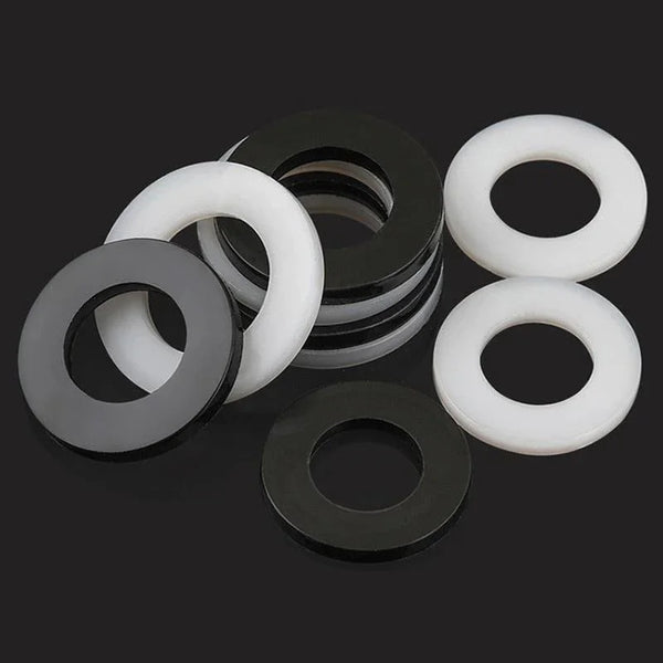 500pcs nylon flat washer assortment set in black and white for M2 to M24 screws